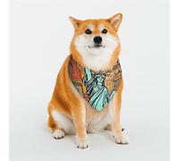 Bandanas pour chien motif dessin animé mignon New York American Art Dog Bandana réglable Triangle Bavoirs Double réversible Lavable Mouchoir quotidien pour chien de moyenne et grande taille Cadeau