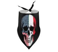Bandanas pour Chien, Motif Drapeau américain et crâne, Bavoir col en V, écharpe Triangulaire Ajustable, Accessoires pour Chiots et Chats de Petite, Moyenne et Grande Taille