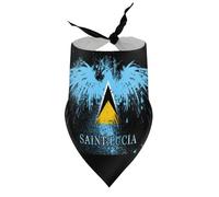Bandanas pour Chien, Motif Drapeau de Sainte-Lucie et Aigle américain, Bavoir col en V, écharpe Triangulaire Ajustable, Accessoires pour Chiots et Chats de Petite, Moyenne et Grande Taille