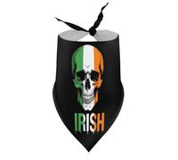 Bandanas pour Chien, Motif Drapeau Irlandais et crâne, Bavoir col en V, écharpe Triangulaire Ajustable, Accessoires pour Chiots et Chats de Petite, Moyenne et Grande Taille