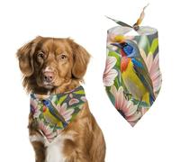 Bandanas pour chien motif fleurs et oiseaux pour le toilettage - Bavoirs triangulaires lavables pour animaux domestiques pour chats et chiens