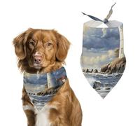Bandanas pour chien motif phare de mer - Écharpe mignonne pour chiens et chats - Bavoirs triangulaires doux et respirants pour animaux de compagnie - Accessoire de mode pour chiots de petite, moyenne