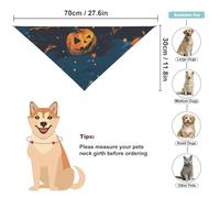 Bandanas pour Chien Motifs De Citrouilles d'halloween Chauves-Souris Echarpe pour Chien Bavoir Kerchief pour Animaux De Compagnie Large: 70 * 30 CM