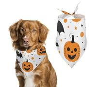 Bandanas pour Chien Motifs De Citrouilles d'halloween Et De Chauves-Souris Echarpe pour Chien Bavoir Kerchief pour Animaux De Compagnie Large: 70 * 30 CM