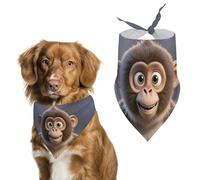Bandanas pour chien singe marron dessin animé pour nourrir et toiletter, bavoirs triangulaires lavables pour animaux domestiques pour chats et chiens