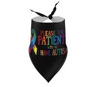 Bandanas pour Chien - Soyez Patient avec Moi, Je suis autiste - Sensibilisation à l'Autisme - Bavoirs à col en V pour Chiots et Chats - Accessoires pour Petits, Moyens et Grands Chiots