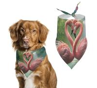 Bandanas pour Chien Tropical Pink Flamingos Waterfall Butterfly (Papillon Cascade De Flamants Roses) Echarpe pour Chien Bavoir Kerchief pour Animaux De Compagnie Large: 70 * 30 CM