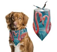 Bandanas pour Chien Tropical Pink Flamingos Waterfall Butterfly (Papillon Cascade De Flamants Roses) Echarpe pour Chien Bavoir Kerchief pour Animaux De Compagnie Large: 70 * 30 CM
