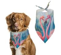 Bandanas pour Chien Tropical Pink Flamingos Waterfall Butterfly (Papillon Cascade De Flamants Roses) Echarpe pour Chien Bavoir Kerchief pour Animaux De Compagnie Large: 70 * 30 CM