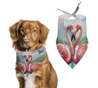 Bandanas pour Chien Tropical Pink Flamingos Waterfall Butterfly (Papillon Cascade De Flamants Roses) Echarpe pour Chien Bavoir Kerchief pour Animaux De Compagnie Large: 70 * 30 CM