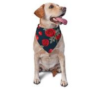Bandanas pour Chiens, Chats, Chiots, Foulards, mouchoirs lavables pour Animaux de Compagnie, Fleurs de Roses Rouges