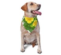 Bandanas pour Chiens, Chats et Chiots, Motifs de Fleurs Jaunes dans Un buisson Vert, mouchoirs lavables pour Animaux de Compagnie