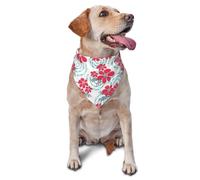 Bandanas pour Chiens, Chats et Chiots, Motifs Fleurs d'hiver Rouges et Bleues, mouchoirs lavables pour Animaux de Compagnie