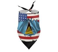 Bandanas pour Chiens, Drapeau américain et de Sainte-Lucie, pour Chiots et Chats, col en V, écharpe Triangulaire Ajustable, Accessoires pour Petits, Moyens et Grands Chiots et Chats