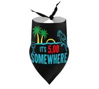 Bandanas pour Chiens - Il est 17h Quelque Part sur Une Plage Tropicale - Bavoirs à col en V pour Chiots et Chats - Accessoires triangulaires Ajustables - Convient aux Chiots et Chats de Petite, Moyen