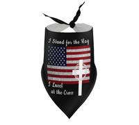 Bandanas pour Chiens « Je me tiens Debout pour Le Drapeau, Je m'agenouille Devant la Croix » 7 (2) Bavoirs à col en V pour Chiots et Chats, Accessoires triangulaires Ajustables pour Petits, Moyens et
