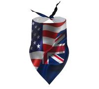 Bandanas pour Chiens, Motif Drapeau américain Contre Drapeau de Sainte-Hélène, Bavoirs à col en V pour Chiots et Chats, écharpe Triangulaire Ajustable, Accessoires pour Petits, Moyens et Grands Chiot
