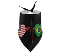 Bandanas pour Chiens, Motif Drapeau rétro américain et brésilien, Bavoirs à col en V, écharpe Triangulaire Ajustable, Accessoires pour Chiots et Chats de Petite, Moyenne et Grande Taille.