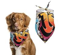 Bandanas réglables graffiti hip-hop pour chien - Décorations pour animaux de compagnie - Écharpe triangulaire pour chiot et chat de petite et moyenne taille