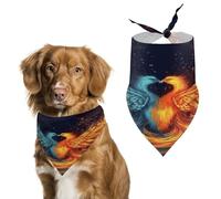 Bandanas réglables pour chien Phénix feu et eau - Grande écharpe lavable pour chat et chien - Bavoirs triangulaires - Mouchoir quotidien - Bavoirs pour animaux de compagnie - Bandana de vacances pour