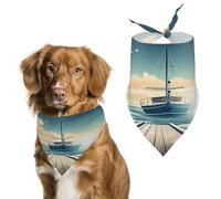 Bandanas réglables sur le thème du paysage marin pour chien, grande écharpe lavable pour chat, chien, foulard triangulaire, mouchoir quotidien, bavoirs pour animaux de compagnie, bandana de vacances
