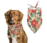 Bandanas rétro à fleurs pour chien - Bavoirs triangulaires lavables pour chats et chiens