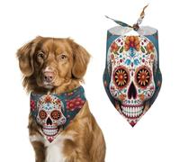 Bandanas triangulaires colorés de printemps pour animaux de compagnie avec motif tête de mort - Écharpe douce et réglable - Tissu lavable et durable pour animaux de compagnie, chiot, chat, grand chien