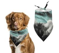 Bandanas triangulaires lavables pour chiens et chats Motif arbre étoilé Noir