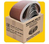 Bande Abrasive 75 x 533mm Bande de Ponceuse - Ensemble de Bandes Abrasives Mixte (4 X grains 80/120/150) pour Ponceuses à Bande, Idéale pour le Bois(12 pièces)