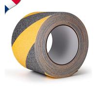 Bande Antidérapante Escalier ✮Marque Francaise✮ Ruban Marche Escalier Marquage Exterieur Interieur 10mX10cm Adhésif Noir/Jaune Tape Bande Antiderapante Adhesive Ruban Antidérapant✯GARANTIE À VIE✯