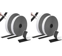 Bande autocollante 10 m × 20 mm, extra forte, double face avec velours et bande à crochet, polyvalente et durable, idéale pour moustiquaires, tapis et tapisseries, noir (Lot de 2)