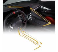 Bande autocollante 3D douce en fibre de carbone véritable pour interrupteur AC Conosle - Kit de décoration compatible avec Corvette C8 Stingray Z06 Z51 2020 2021 2022 2023 - Accessoires de décoration intérieure (jaune)