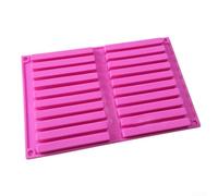 Bande carrée en silicone à 20 trous pour la fabrication de chocolat - Plaque de cuisson réutilisable pour barres de bonbons, protéines, énergies, pains, rose, 26,5 cm