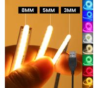 Bande COB USB DC 5V, 3MM 5MM 8MM, blanc/rose/rouge/blanc/jaune/jaune/bleu glace/vert, ruban Flexible, décoration de maison, rétro-éclairage TV Width 3MM