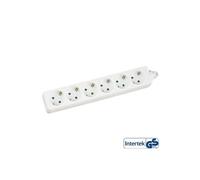 Bande d'alimentation 6 ports 6x de type F allemand avec sécurité enfant blanche 1,5 m