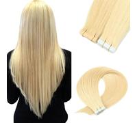 Bande dans les extensions de cheveux Cheveux humains Bande invisible dans les extensions de cheveux réels humains Soyeux droit pour les femmes 20 pièces/paquet, mis en évidence or,20inch