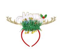 Bande de bois - Antlers de wapiti LED-UP CAPTIVATS, CHEAUX de vacances en peluche, bandeau de cloche festif avec des lumières colorées | Jolie du groupe de Noël mignon pour femmes filles décoration ph