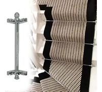 Bande de bordure d'escalier en argent poli avec supports de moquette en laiton, facile à installer avec capuchons sphériques, 112 cm - 1 pièce, idéal pour la décoration de la maison et la sécurité