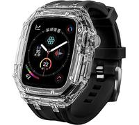 Bande de caoutchouc de boîtier de montre transparente ， pour la série 45 mm 44 mm, Hard PC Watch Case FluorObber Strap Mod Kit ， pour la série Iwatch 8 7 6 5 4 4 SE ACCESSOIRES REMPLACEMENT