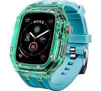Bande de caoutchouc de boîtier de montre transparente ， pour la série 45 mm 44 mm, Hard PC Watch Case FluorObber Strap Mod Kit ， pour la série Iwatch 8 7 6 5 4 4 SE ACCESSOIRES REMPLACEMENT