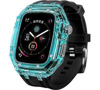 Bande de caoutchouc de boîtier de montre transparente ， pour la série 45 mm 44 mm, Hard PC Watch Case FluorObber Strap Mod Kit ， pour la série Iwatch 8 7 6 5 4 4 SE ACCESSOIRES REMPLACEMENT