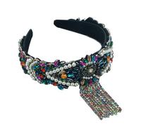 Bande de cheveux, accessoires de cheveux Accessoires for cheveux avec pompons de qualité supérieure, style palais, frange avec perles, bandeau for femmes et filles(Multi)