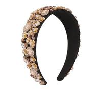 Bande de cheveux, accessoires de cheveux Cerceau de cheveux brillant en strass, accessoires for cheveux, plat à la mode, perles de fleurs à large bord, bandeau for cheveux(Blue)