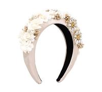 Bande de cheveux, accessoires de cheveux Cerceau de cheveux en perles de buisson de fleurs, bandeau en tissu à large bord, accessoires de cheveux de luxe légers(Cherry Blossom)