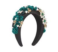 Bande de cheveux, accessoires de cheveux Cerceau de cheveux en perles de buisson de fleurs, bandeau en tissu à large bord, accessoires de cheveux de luxe légers(Cherry Blossom)