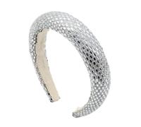 Bande de cheveux, accessoires de cheveux Serre-tête diamants à large bord, filet éponge, cerceau for cheveux, strass(Silver)