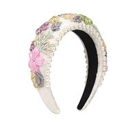 Bande de cheveux, accessoires de cheveux Serre-tête en perles brodées de fleurs, cerceau tissé à fleurs Antique, accessoires for cheveux de personnalité rustique(Cherry Blossom)
