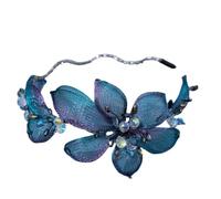 Bande de cheveux de mariée en strass, fleur et papillon, fait à la main, accessoires de coiffure élégants en rotin for mariages et Occasions spéciales(Headband)