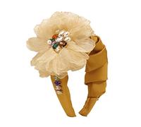 Bande de cheveux, mode féminine Bande de cheveux en tissu plissé for femmes et filles, cerceau à fleurs en gaze, couleur unie, accessoires for cheveux en perles(Cherry Blossom)