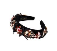 Bande de cheveux, mode féminine Bandeau rétro en perles de diamant avec nœud papillon, en éponge épaisse, accessoires for cheveux à large bord